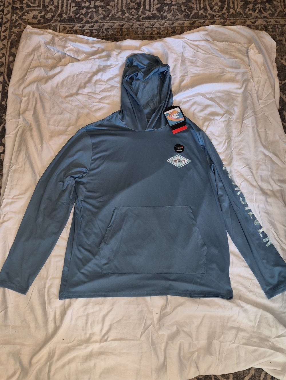 Quiksilver Men's‎ Performance Hooded Pullover - Slate Blue Size Xl Upf 50